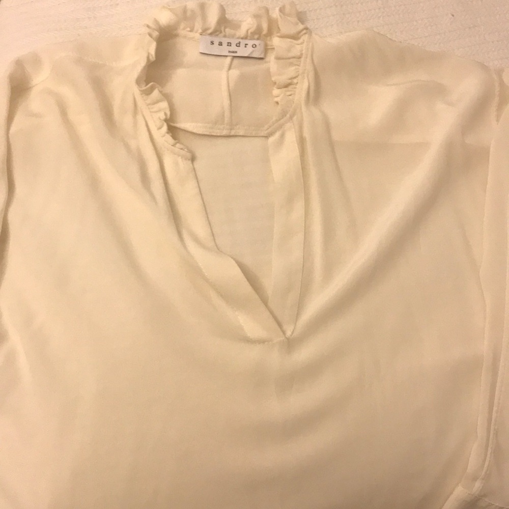 White Silk Sandro Blouse Sz 1